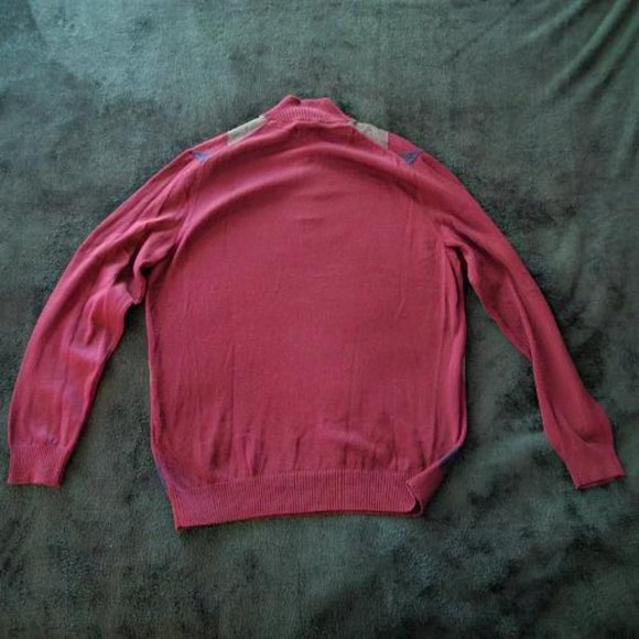 CLUB ROOM Men's - Pima Cotton 1/4 Zip Sweater. Burgundy Argyle. Medium  NWT - Picture 3 of 3